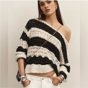 Anthropologie The Palmer Open Stitch Pullover Sweater by Pilcro